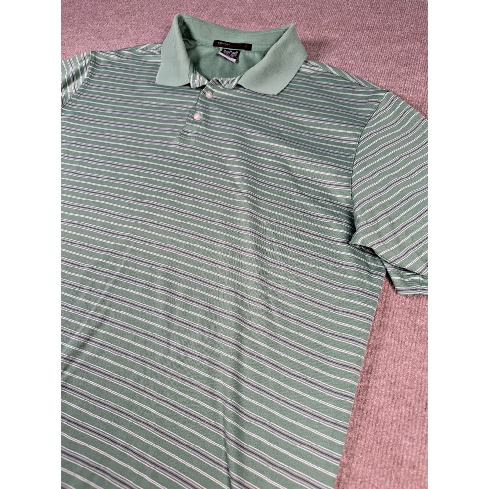 Nike Fit Dry Tiger Woods Collection Men Green Striped Golf Polo Size Extra Large